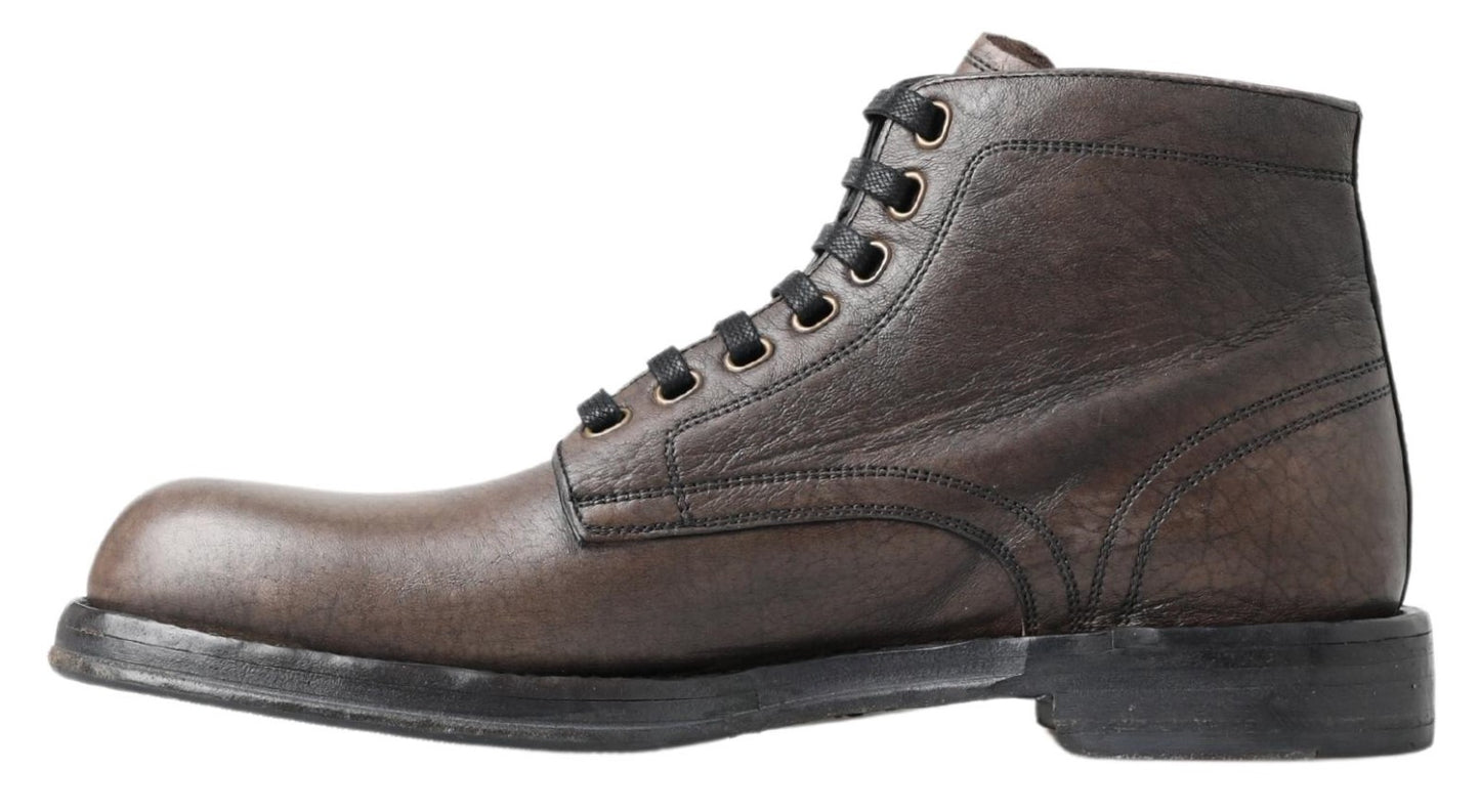 Elegant Horse Leather Lace-Up Boots