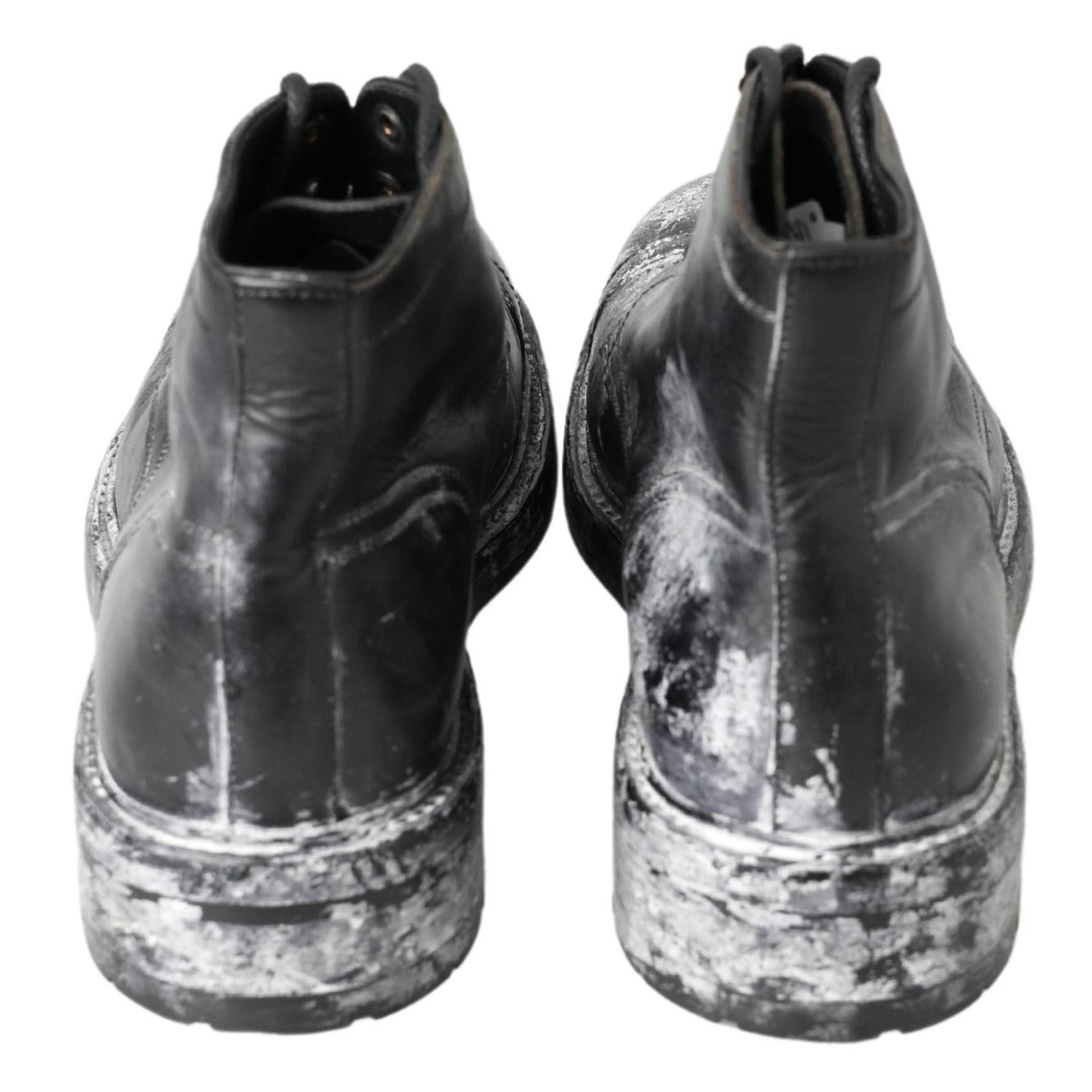 Elegant Leather Combat Boots in Black