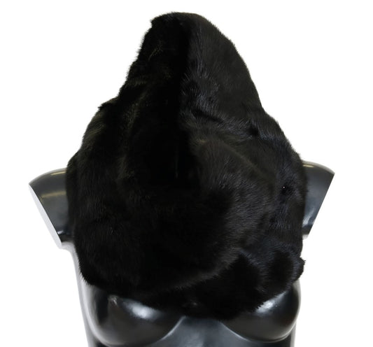 Elegant Black Mink Fur Shoulder Wrap Scarf