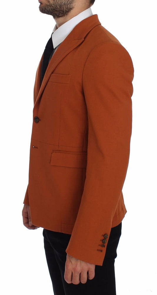 Elegant Orange Casual Cotton Blend Blazer