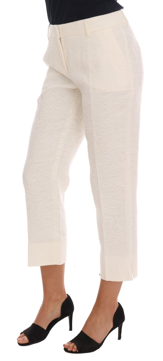 Elegant White Capri Pants - Cotton & Silk Blend