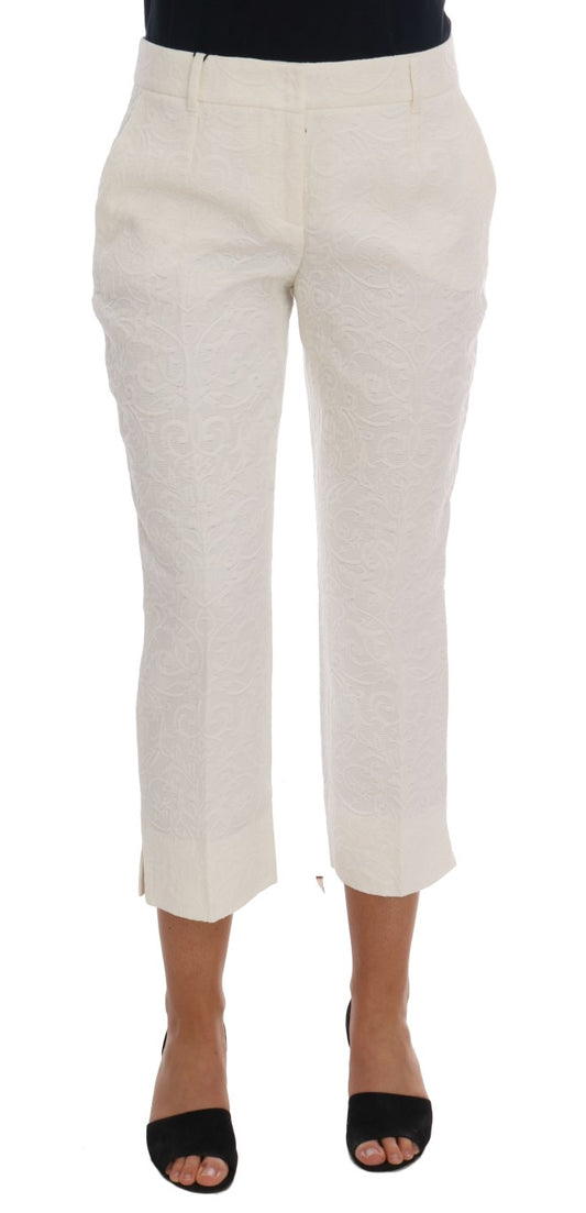 Elegant White Capri Pants - Cotton & Silk Blend