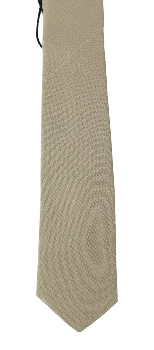 Elegant Beige Silk Neck Tie