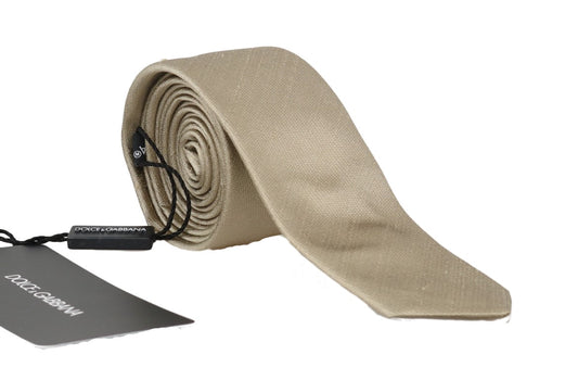 Elegant Beige Silk Neck Tie