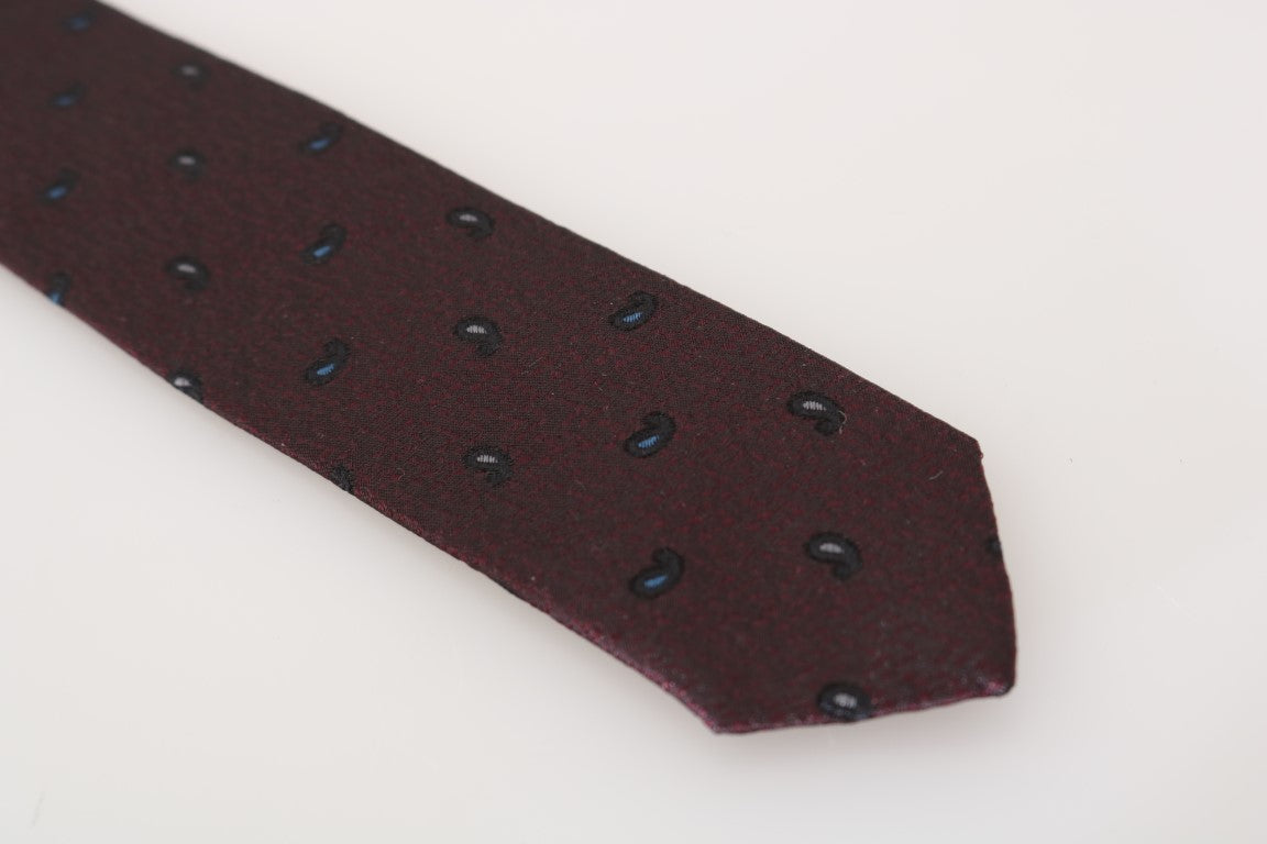 Bordeaux 100% Silk Pattern Slim Tie