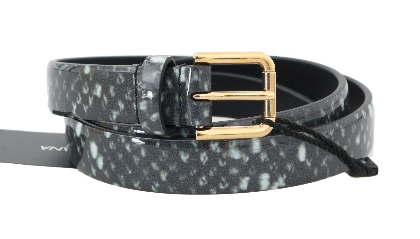 Chic Monochrome Leather Belt with Gold Buckle