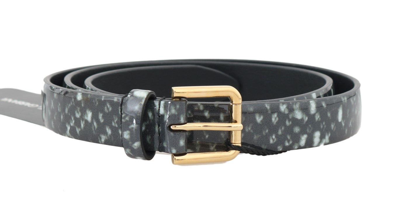 Chic Monochrome Leather Belt with Gold Buckle