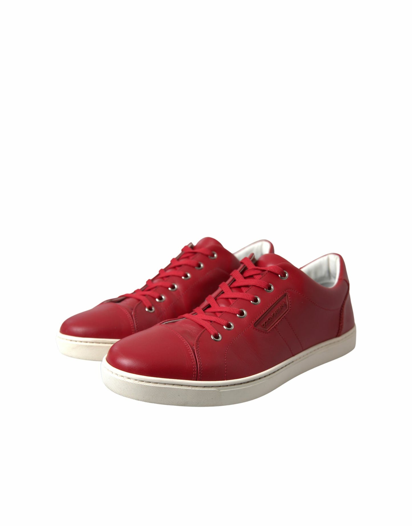 Elegant Red Leather Low Top Sneakers