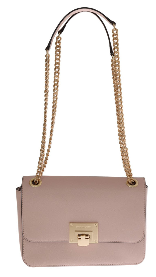 Elegant Ballet Pink Leather Shoulder Bag
