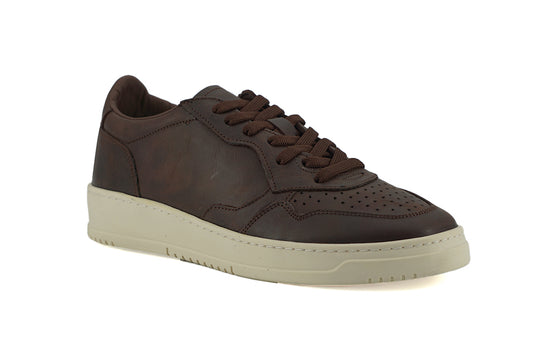 Exclusive Leather Fabric Sneakers in Brown