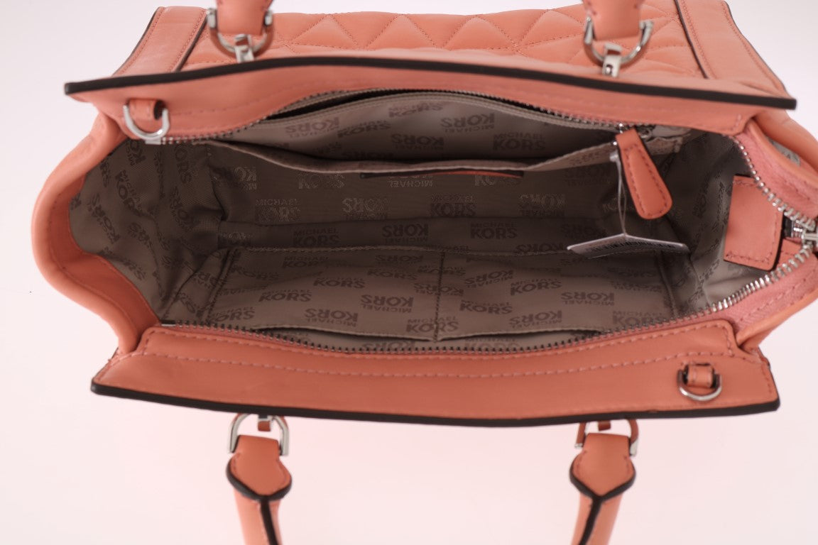 Elegant Peach Leather Shoulder Bag