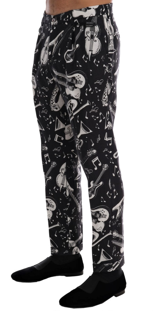 Slim Fit Printed Linen Trousers