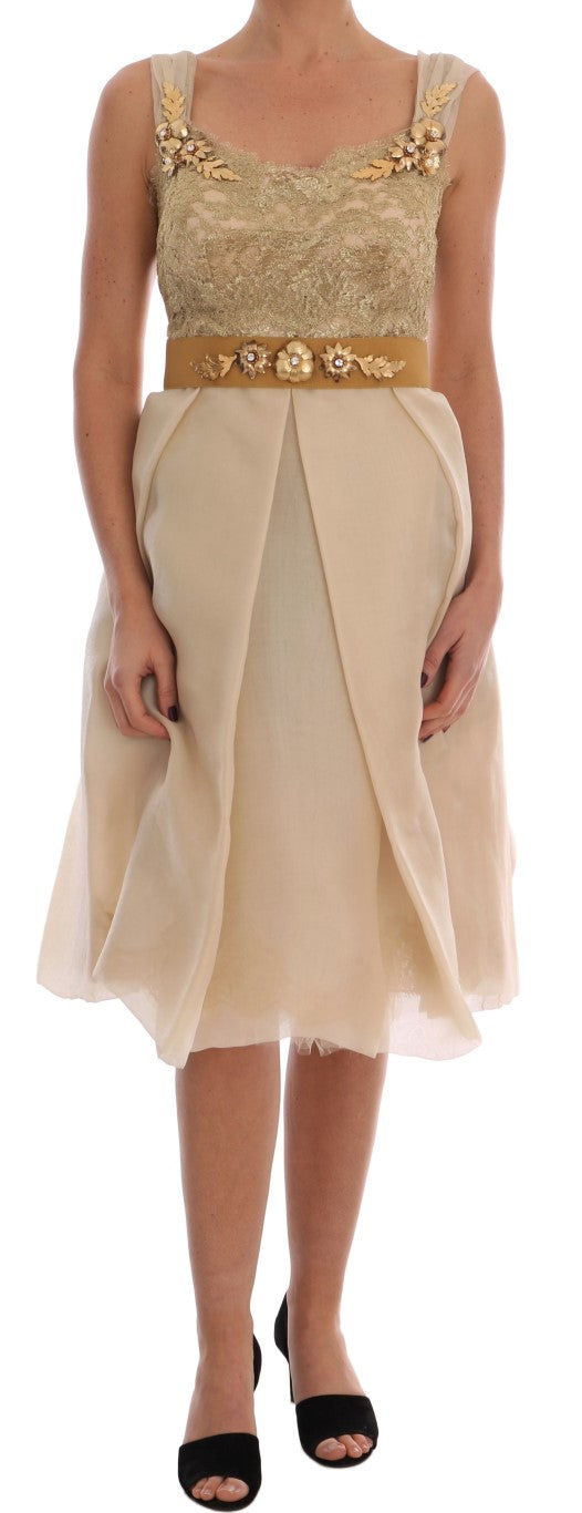 Elegant Embellished Lace & Organza Silk Dress