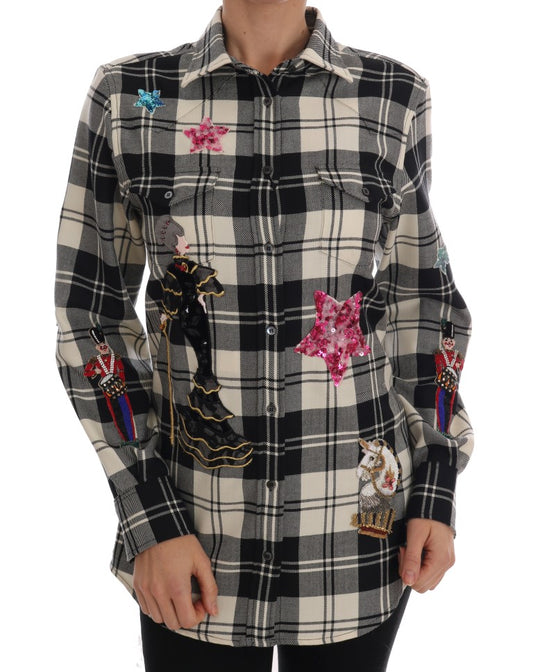 Enchanted Sequin Checkered Wool Shirt