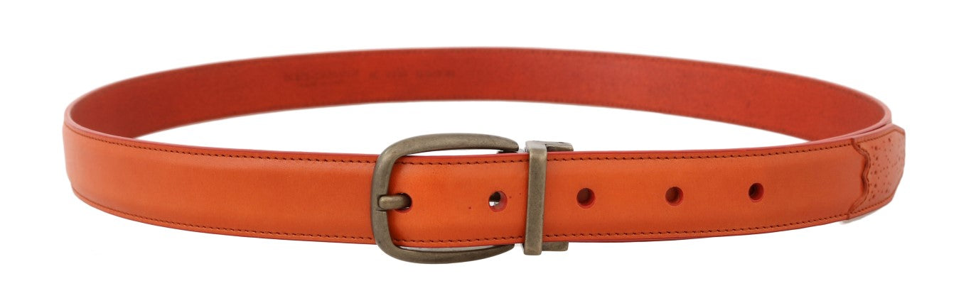 Elegant Orange Leather Men's Belt