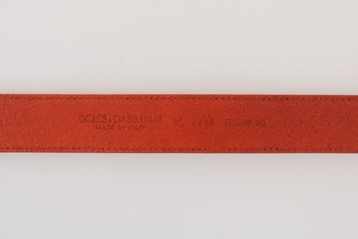 Dolce & Gabbana Orange Leather Gold Buckle Men's Belt