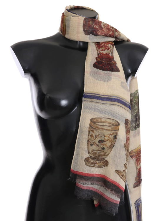 Cashmere Silk Knight Cup Pattern Scarf