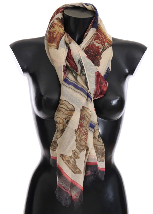Cashmere Silk Knight Cup Pattern Scarf