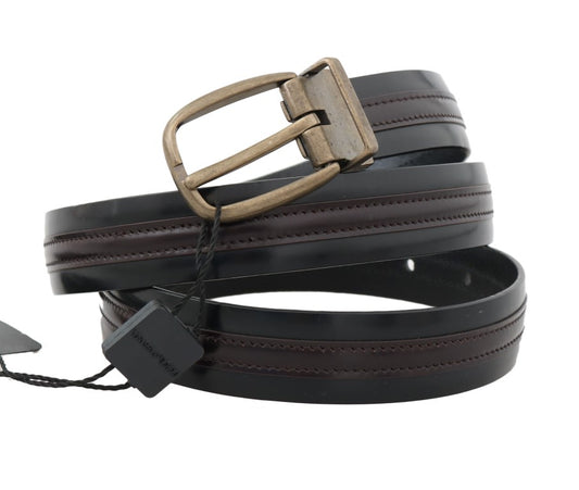 Elegant Black Bordeaux Leather Belt