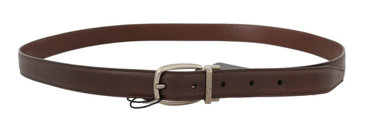 Elegant Brown Leather Men's Belt