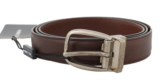 Elegant Brown Leather Men's Belt