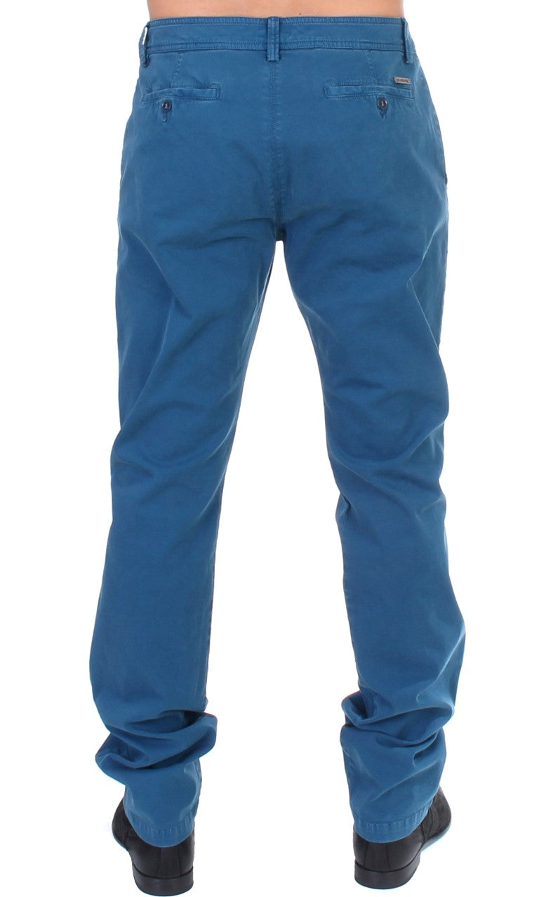 Blue Cotton Straight Fit Chinos