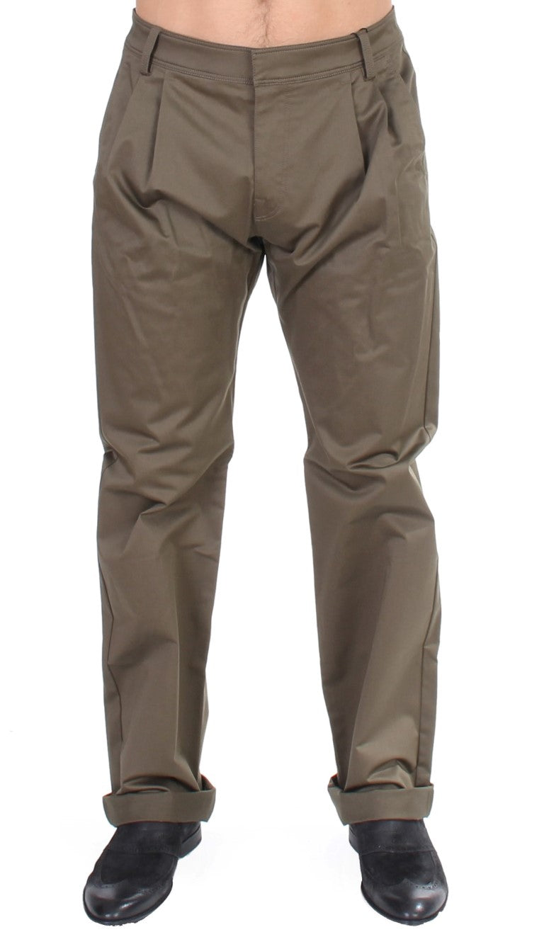 Green Cotton Stretch Comfort Fit Pants