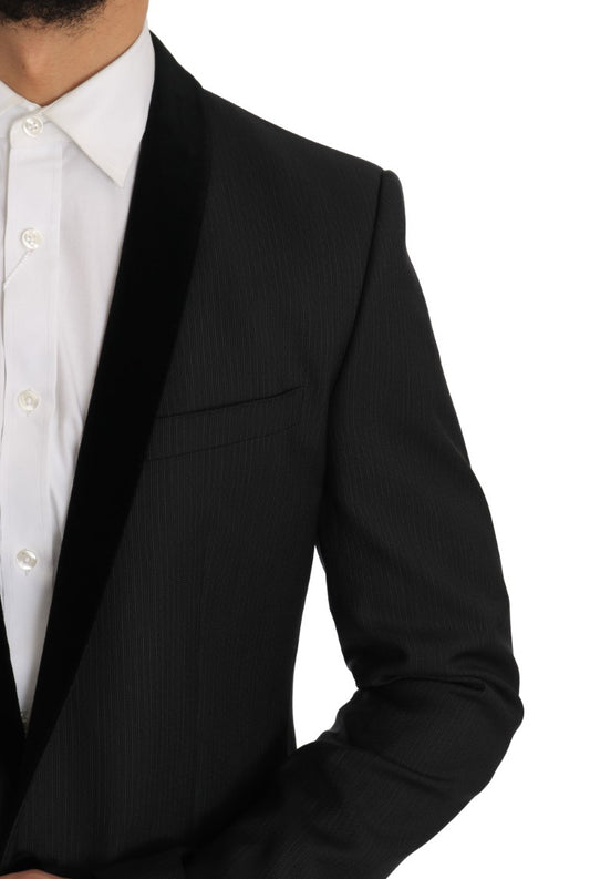 Elegant Gray Wool Tuxedo Smoking Suit