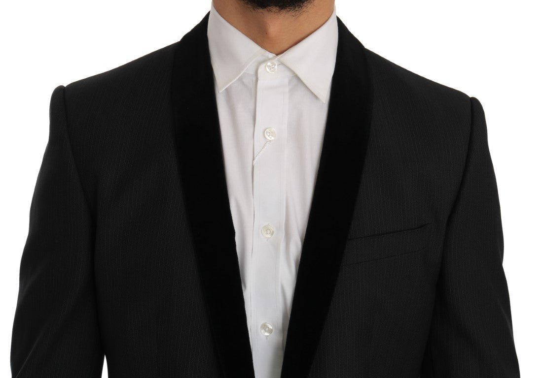 Elegant Gray Wool Tuxedo Smoking Suit