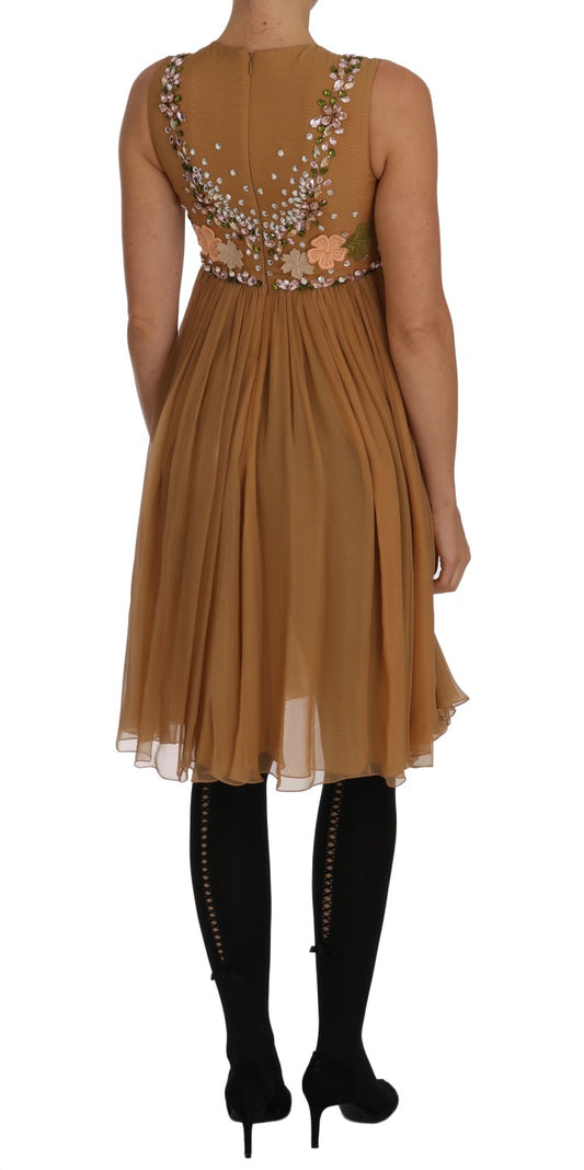 Exquisite Gold Silk A-line Dress