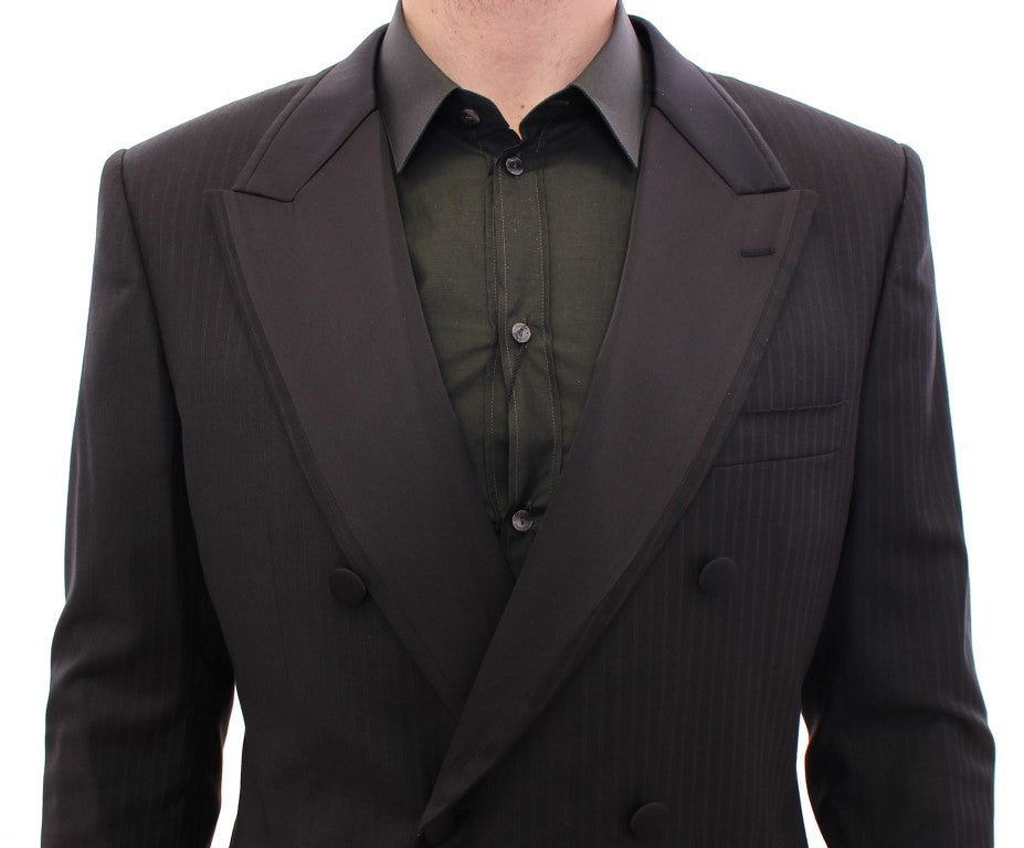 Black Striped Double Breasted Slim Fit Suit