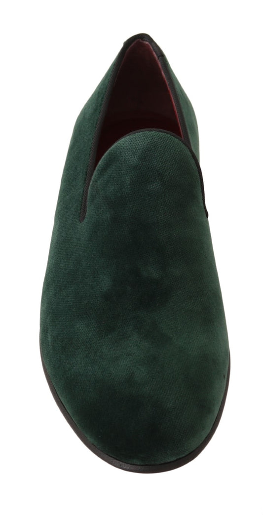 Elegant Green Suede Slip-On Loafers