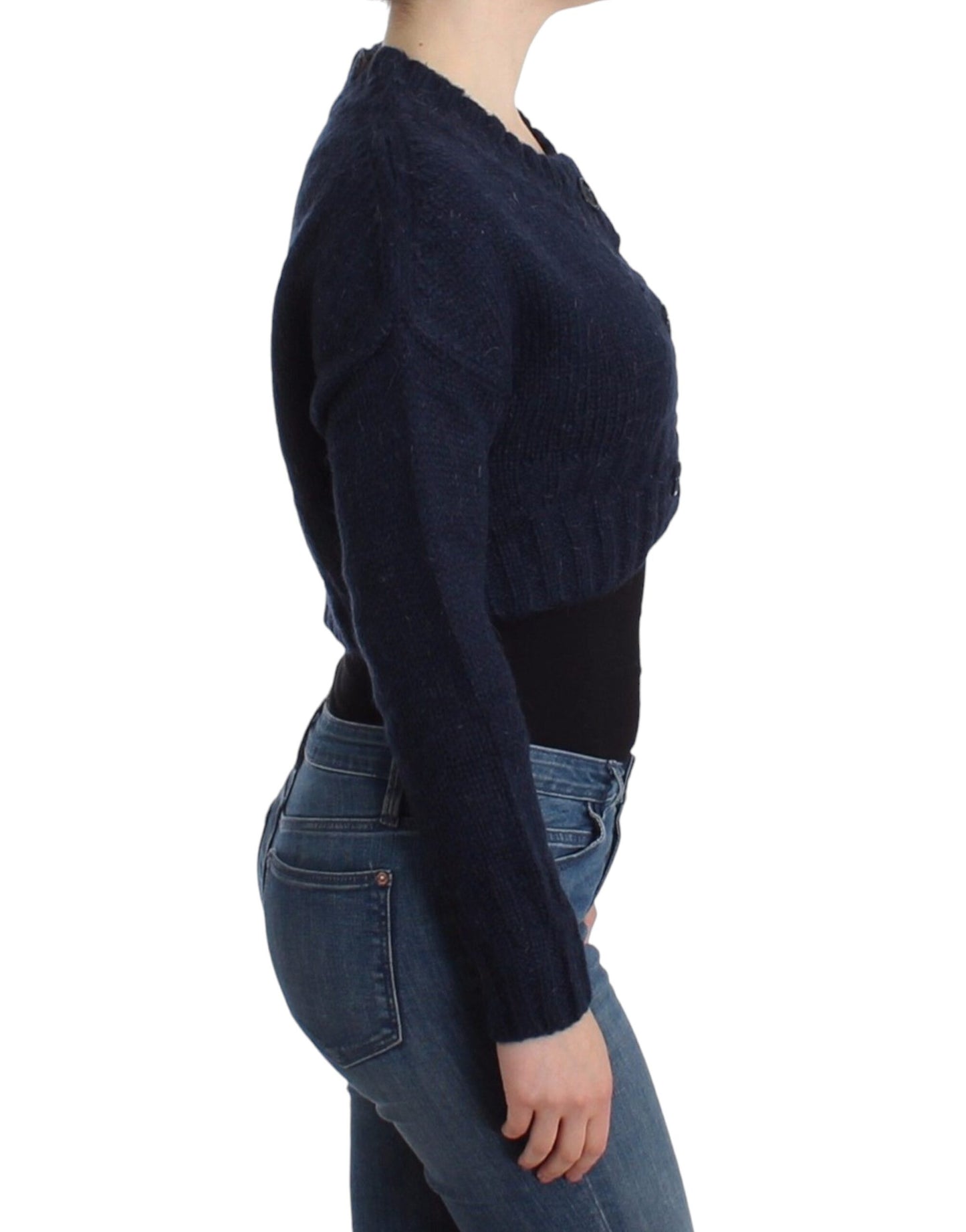 Chic Cropped Blue Cardigan