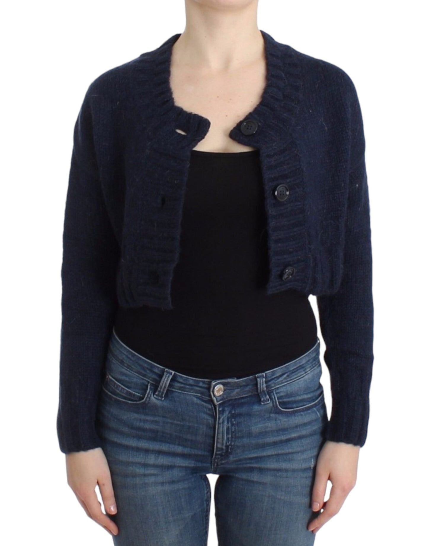 Chic Cropped Blue Cardigan
