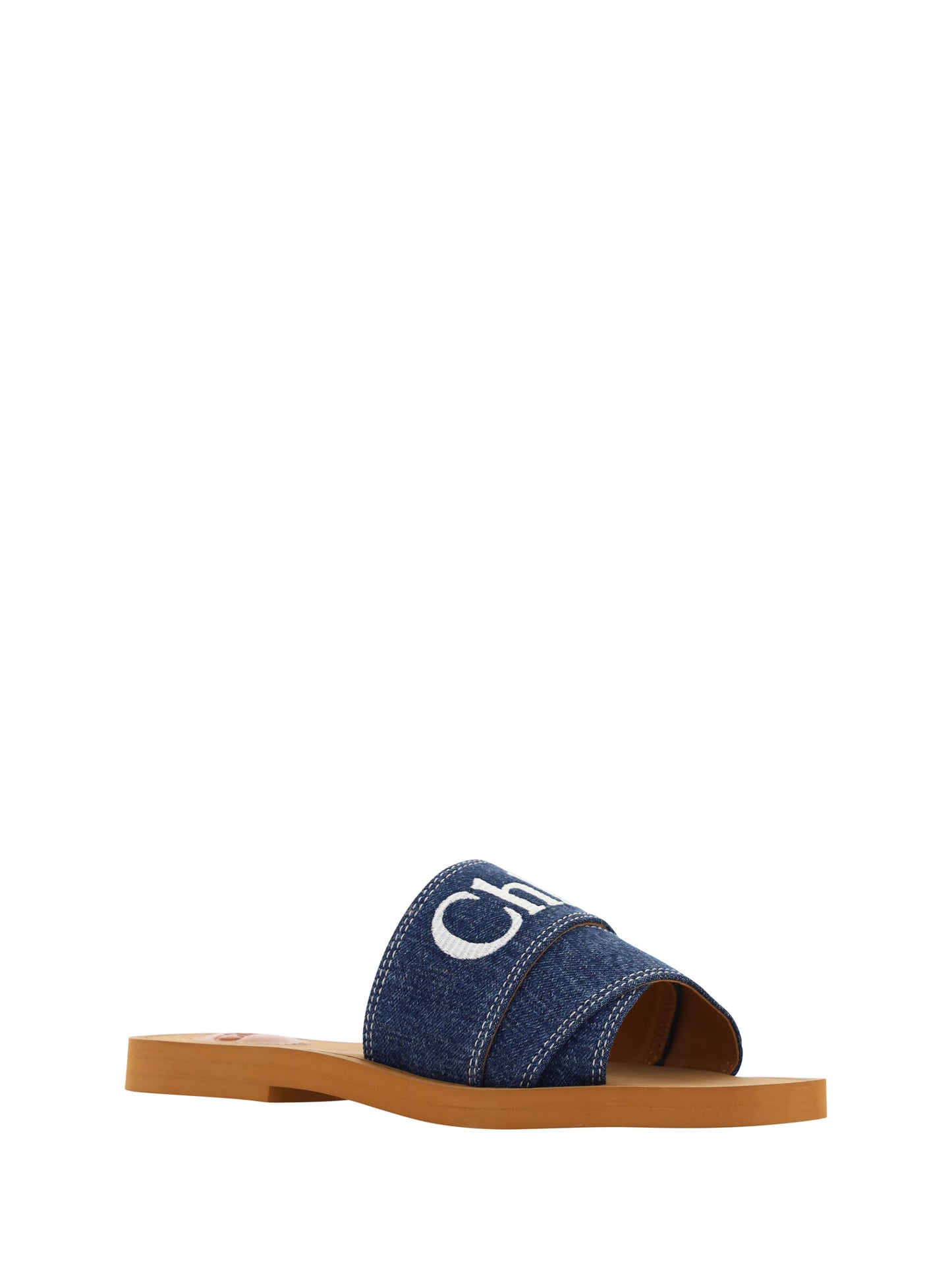 Sumptuous Cotton Woody Slide Sandals in Denim Blue