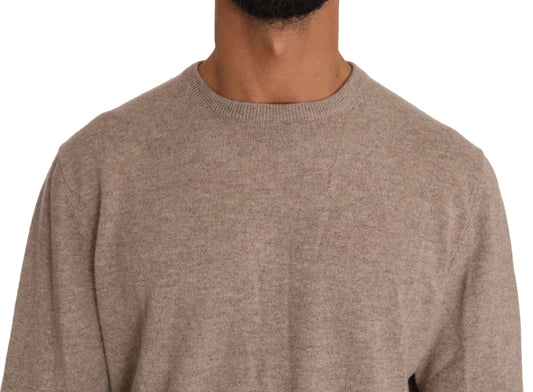 Elegant Beige Cashmere-Wool Crewneck Sweater