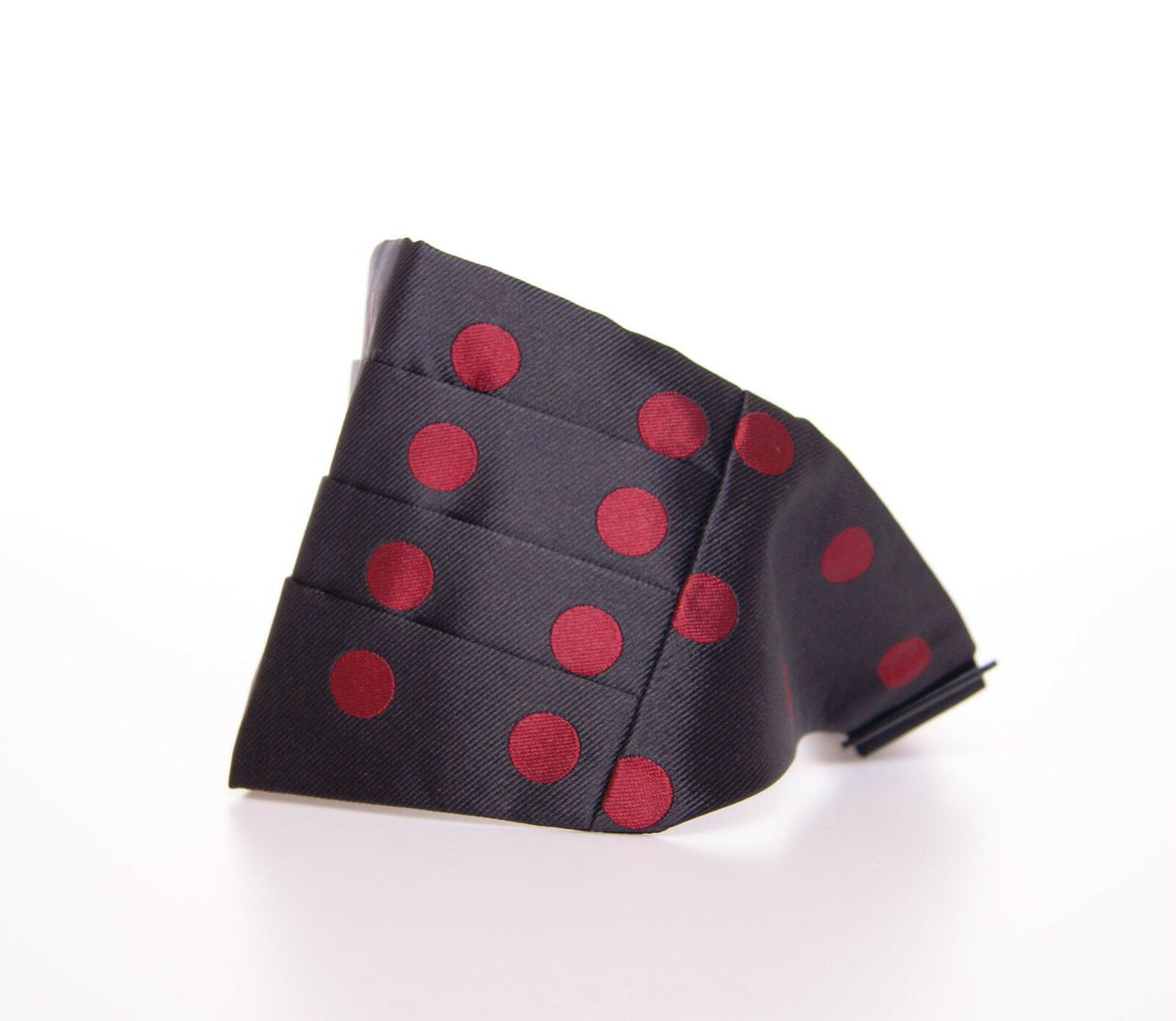 Exquisite Black Silk Cummerbund with Red Polka Dots