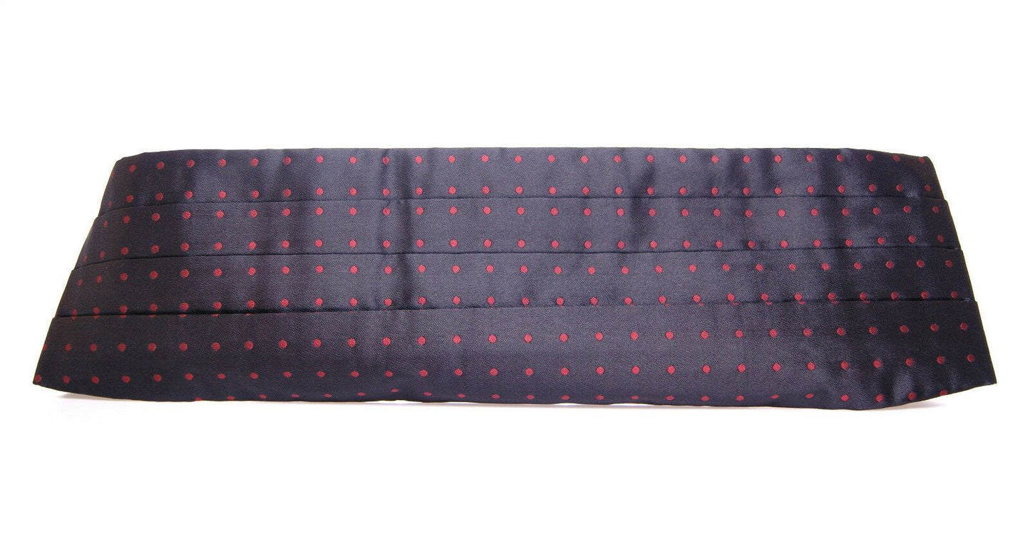 Elegant Silk Black Cummerbund with Red Polka Dots