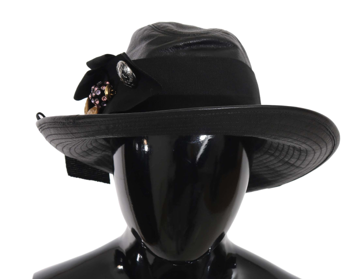 Elegant Wide-Brim Crystal Fedora Hat
