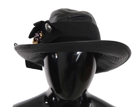 Elegant Wide-Brim Crystal Fedora Hat