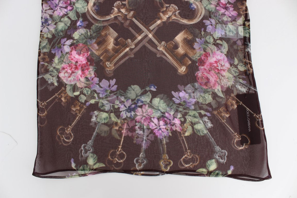 Elegant Floral Silk Blouse with Cap Sleeves