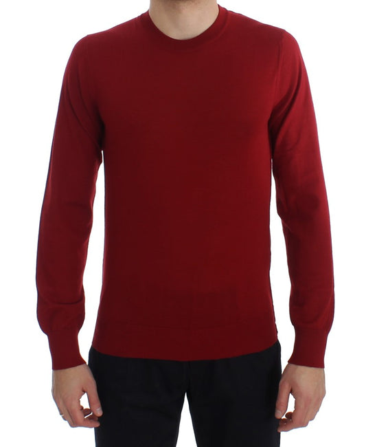Elegant Scarlet Cashmere Crew-Neck Sweater