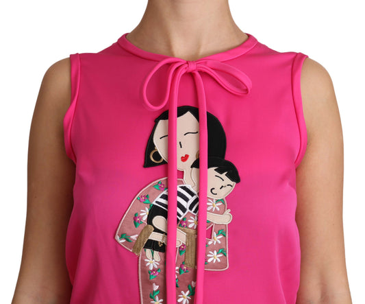 Elegant Pink Silk Family Tank Top Shirt