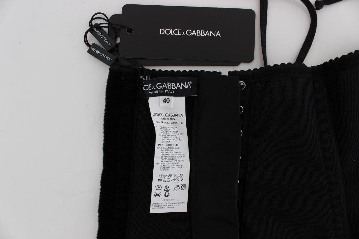 Elegant Black Corset Waist Belt with Silver Detailing