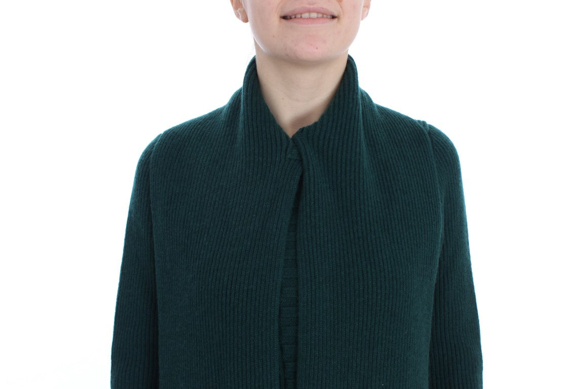 Elegant Green Cashmere Cardigan Sweater