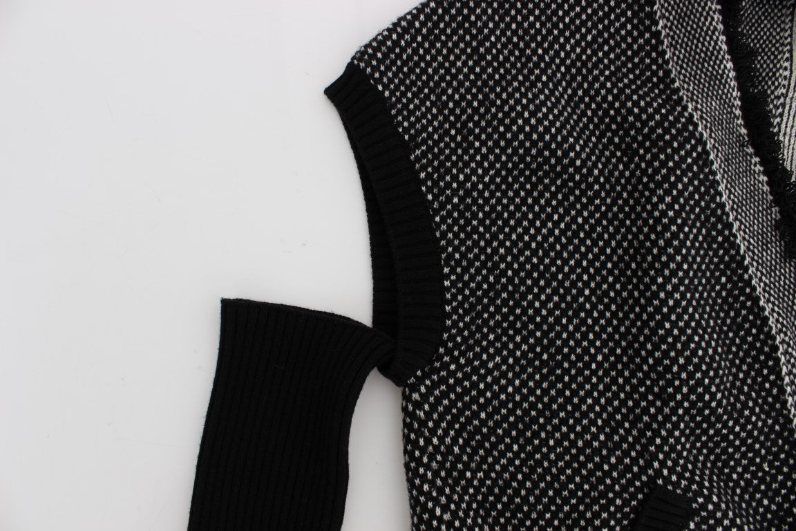 Elegant Gray Cashmere Long Cardigan Sweater