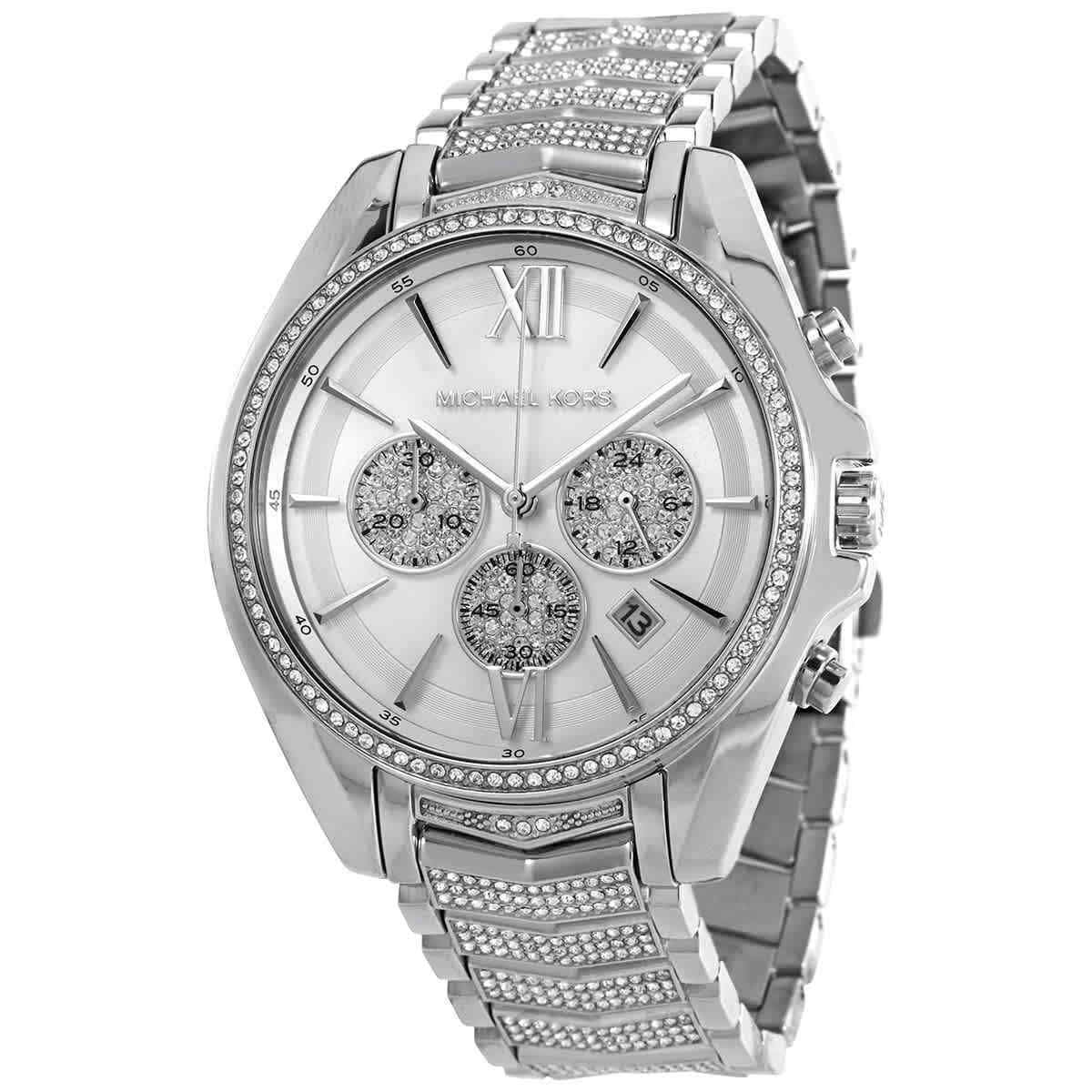 (MK6728) Whitney Silver Stainless Steel Pave Glitz Watch