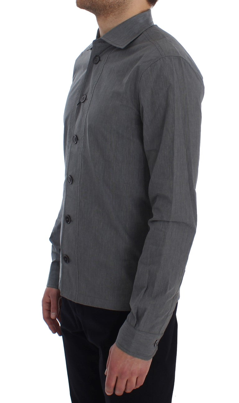 Elegant Gray Cotton Dress Shirt
