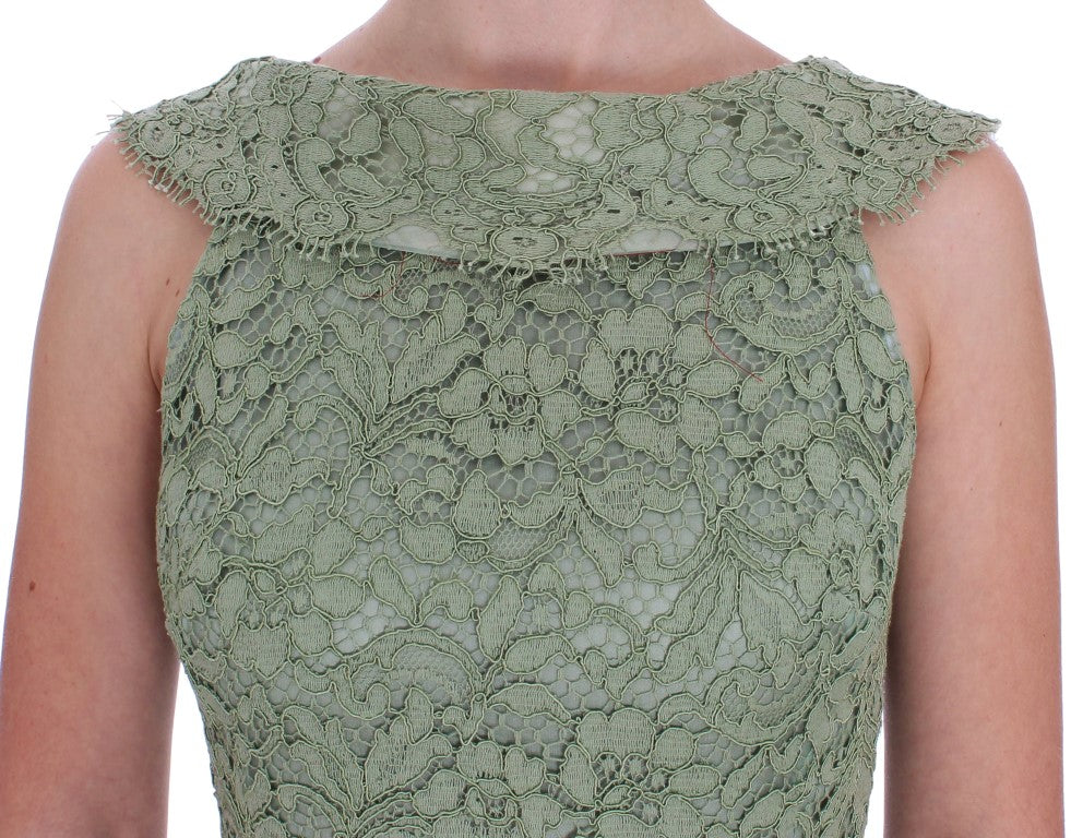 Elegant Green Floral Lace Maxi Dress