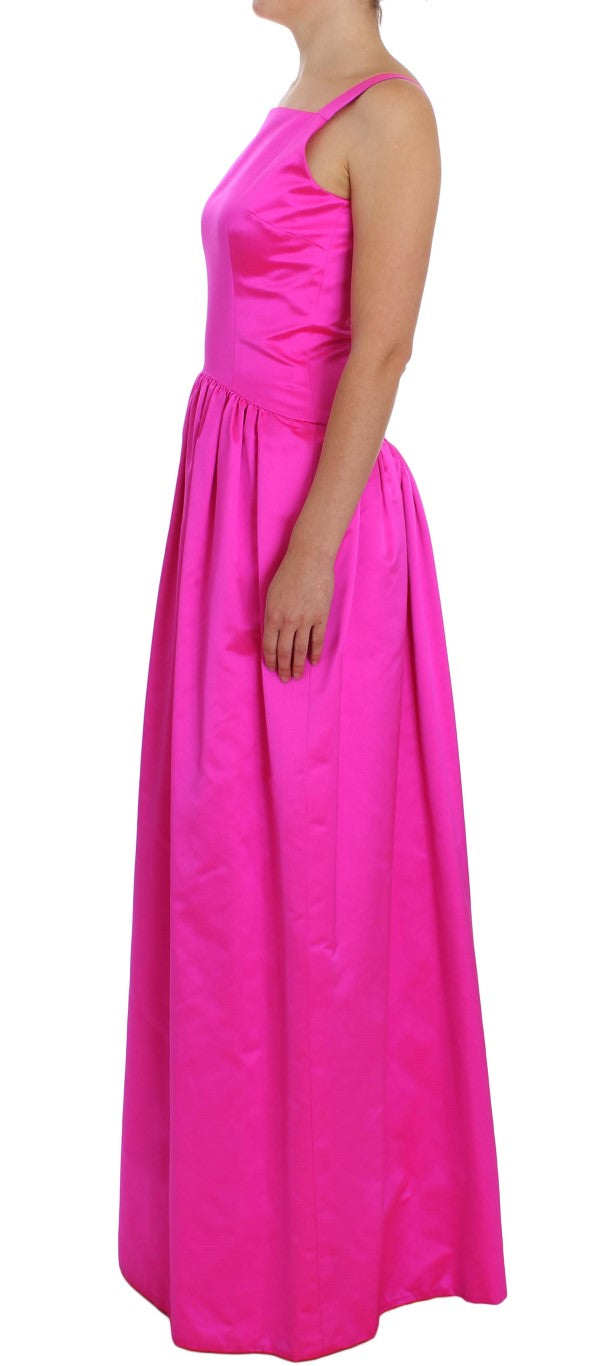 Pink Silk Long Sheath Ball Gown Dress